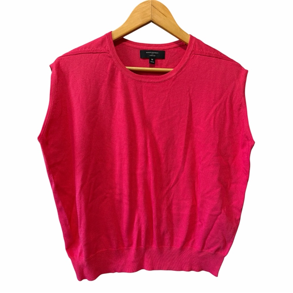 BANANA REPUBLIC Cotton+Rayon Extra Fine Knit Pink Boxy Sweater Vest Size M